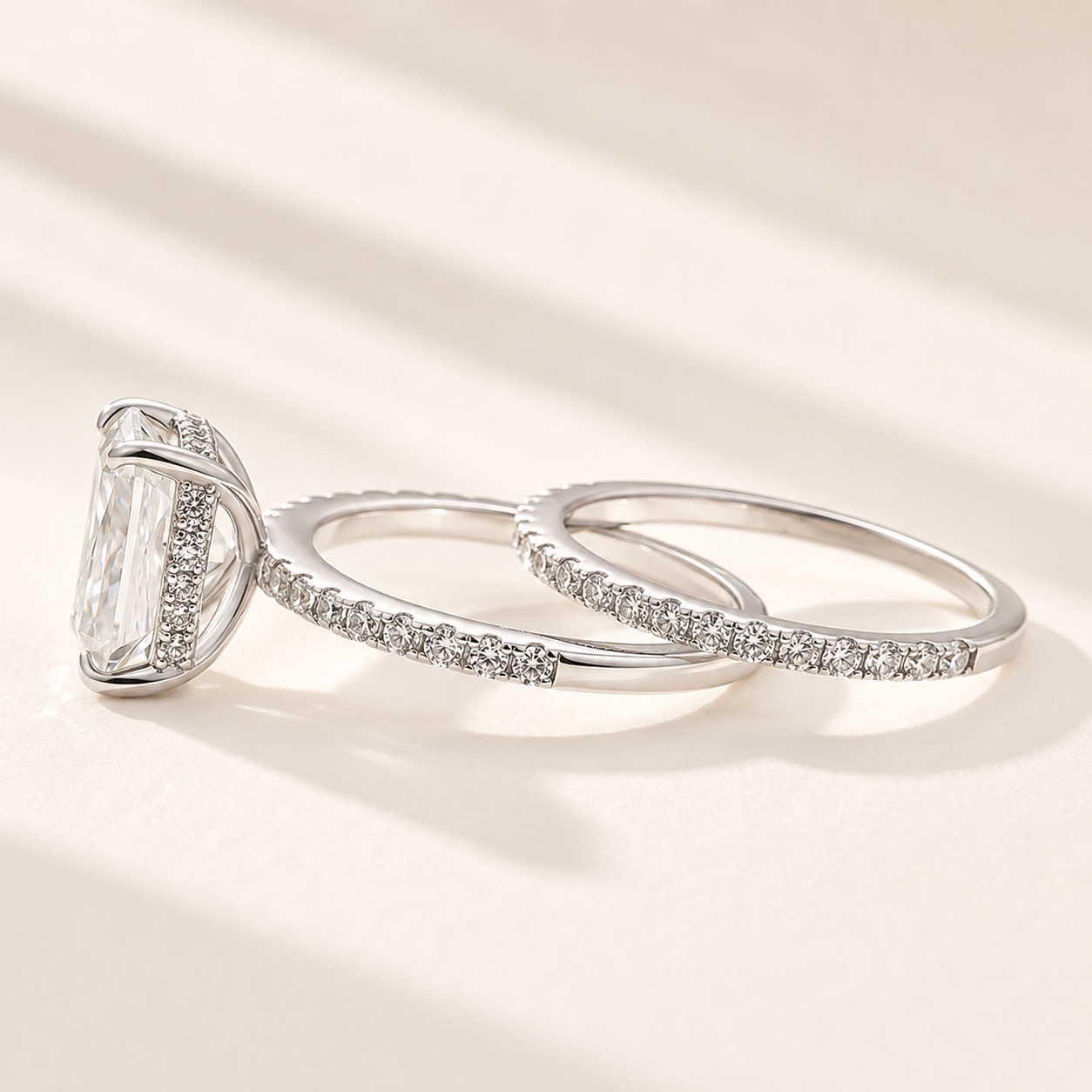Classic 3.5 Carat Radiant Cut Stackable Ring Set Holiday Ring Gift For Women