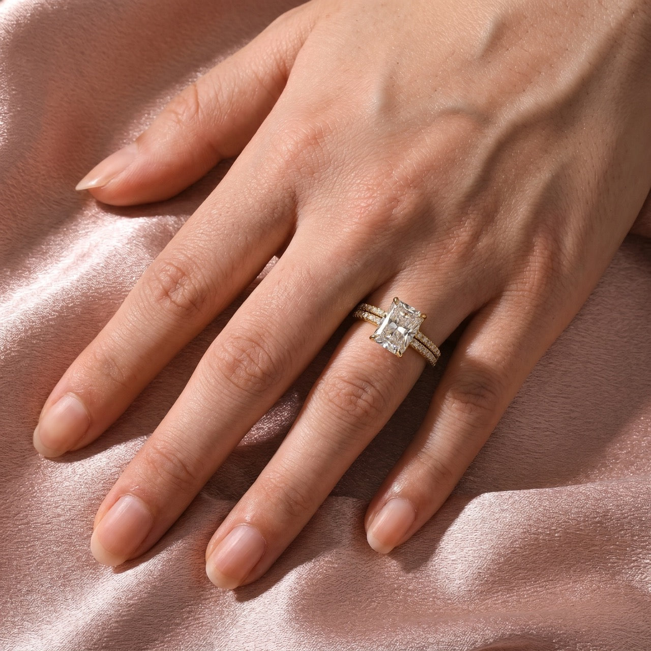 Classic 3.5 Carat Radiant Cut Stackable Ring Set Holiday Ring Gift For Women