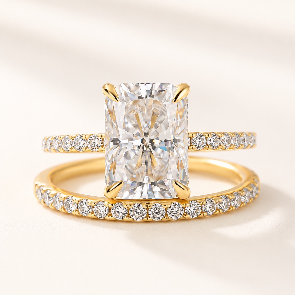 Classic 3.5 Carat Radiant Cut Stackable Ring Set Holiday Ring Gift For Women