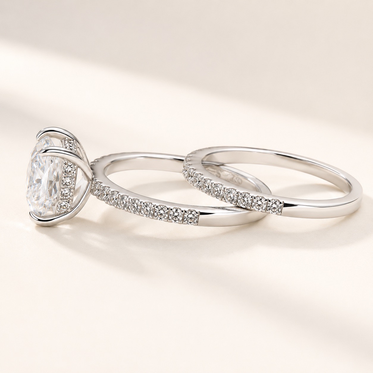 Moissanite 2.0 Carat Square Princess Cut Stackable Ring Set For Daily Occassions