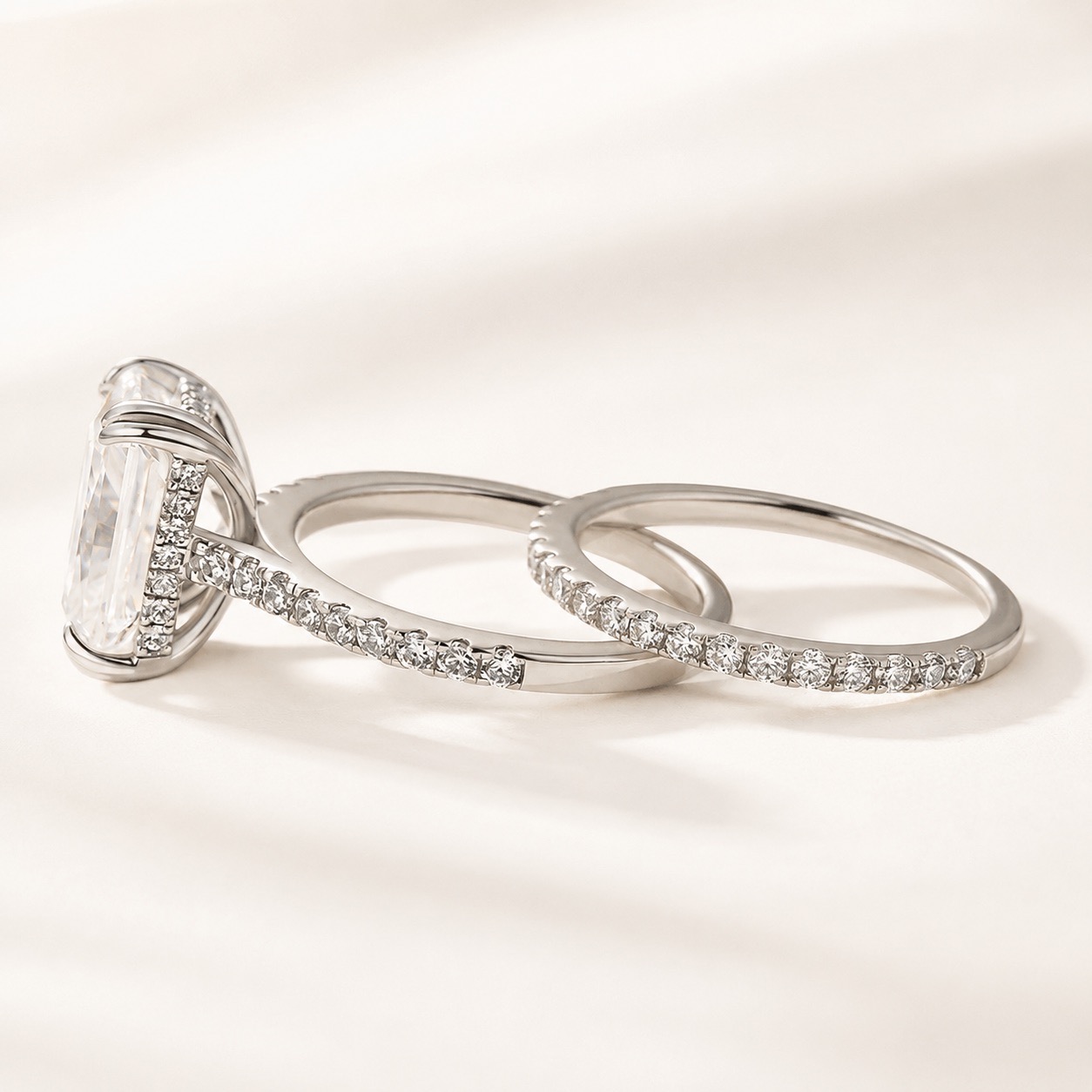 Moissanite 4.5 Ct Radiant Cut White Gold Stackable Rings For Women Daily Wear