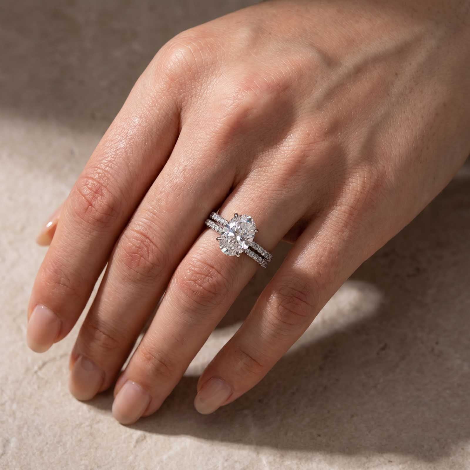 Moissanite 4.0 Ct Oval Cut Stackable Ring Set Gold Plated Travel Rings For Women
