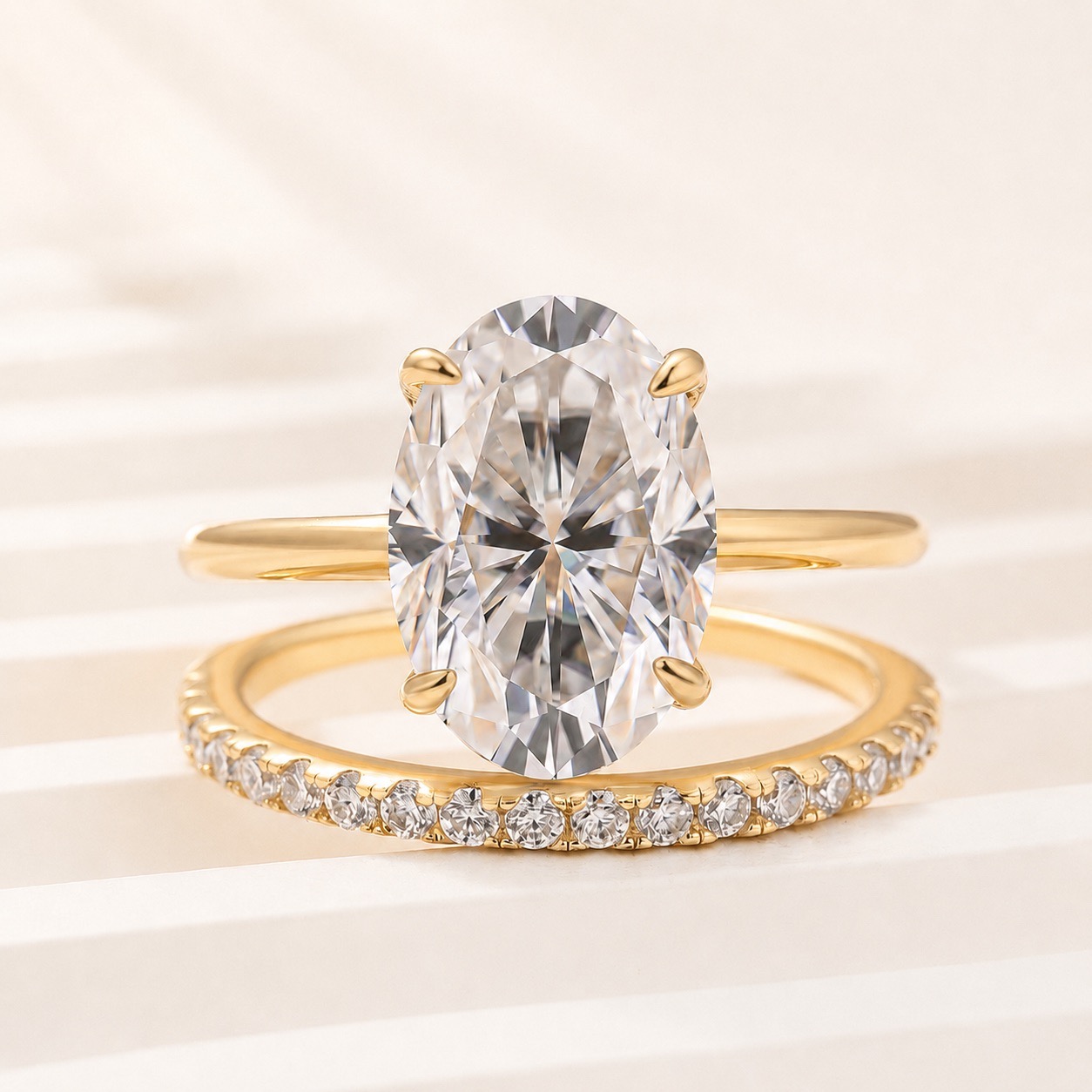 Moissanite 4.0Ct Oval Cut Hidden Halo Solitaire Stackable Rings For Everyday Occasions