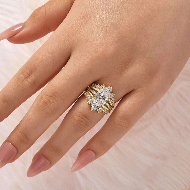 Velirella Exclusive Oval Cut Wedding Ring Set With Jacket Wedding Band - Velirellajewelry