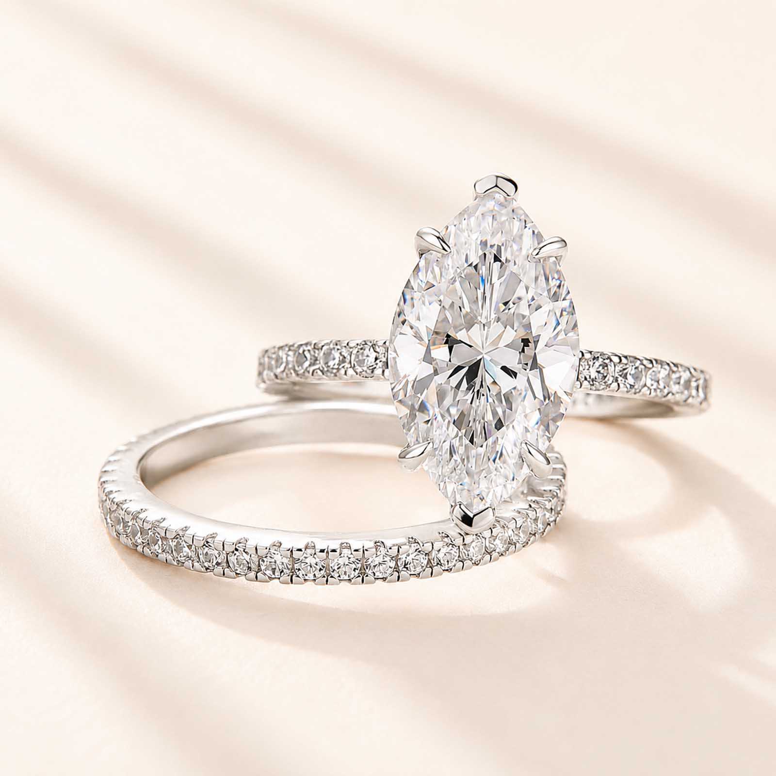 Classic 4.0Ct Marquise Cut Ring Set Travel Ring With Band For Women Everyday Wear
