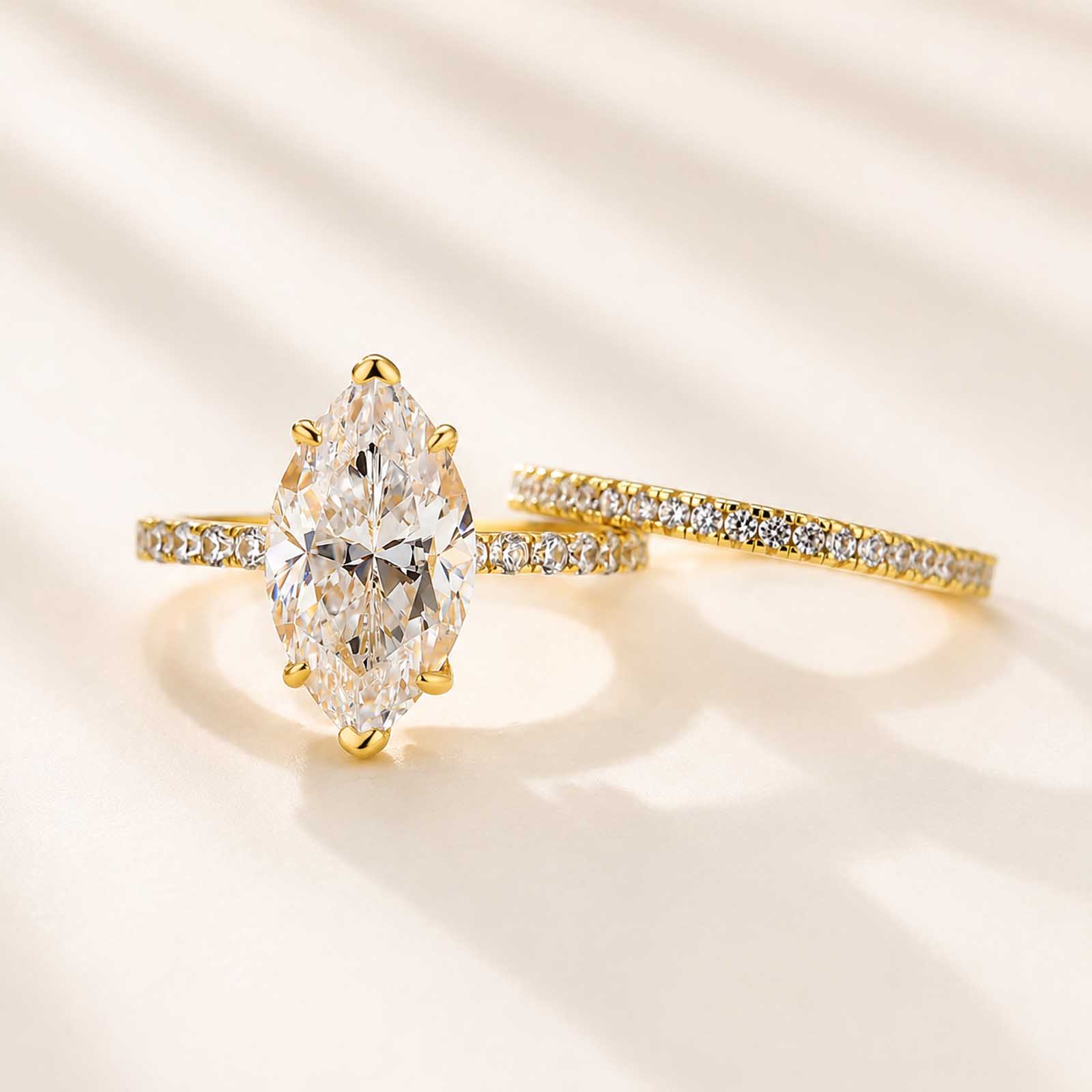 Classic 4.0Ct Marquise Cut Ring Set Travel Ring With Band For Women Everyday Wear