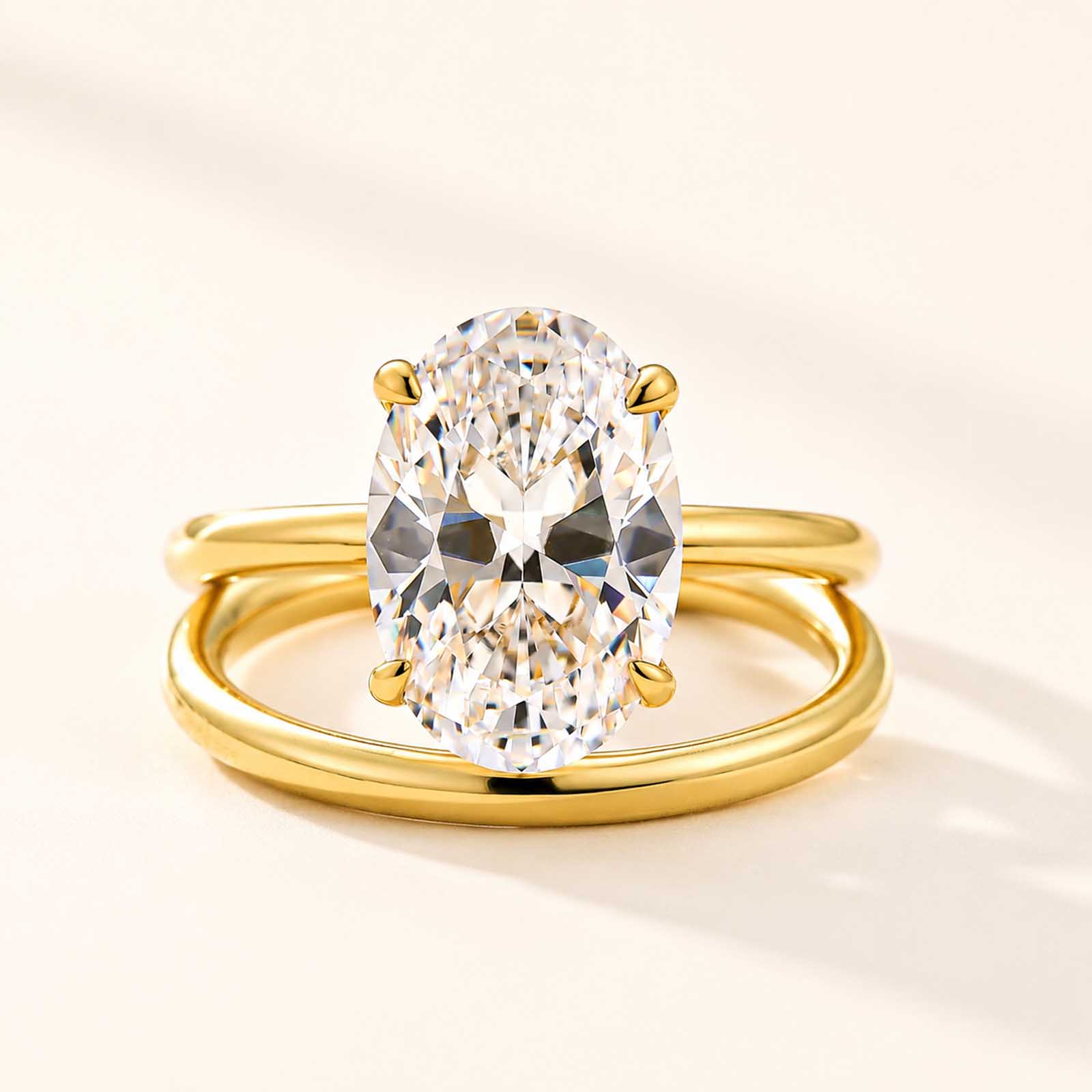 Classic 2PC 4.0Ct Solitaire Oval Cut Wedding Ring Set In 