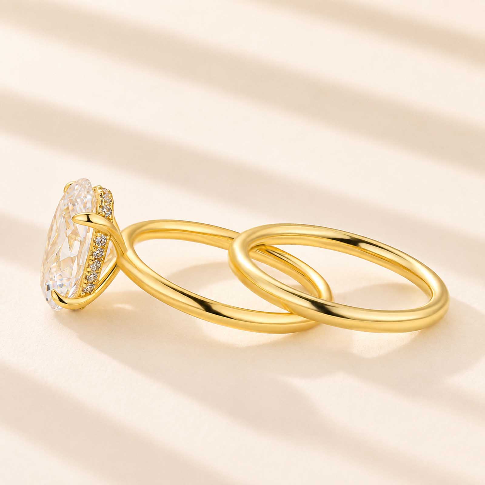 Classic 2PC 4.0Ct Solitaire Oval Cut Wedding Ring Set In 