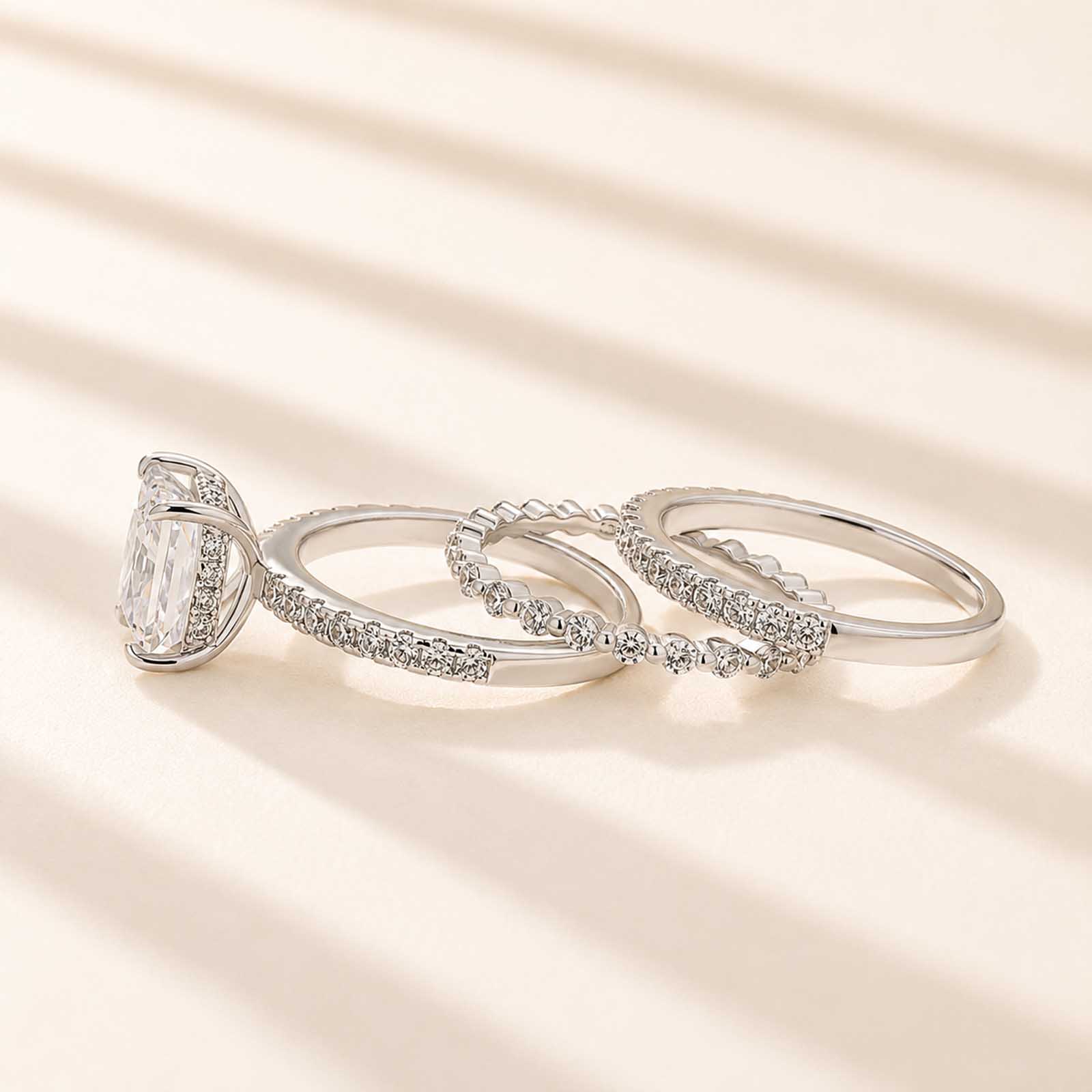 3PC 2.0Ct Princess Cut Engagement Ring With Classic Wedding Band Wedding Ring Set For Women