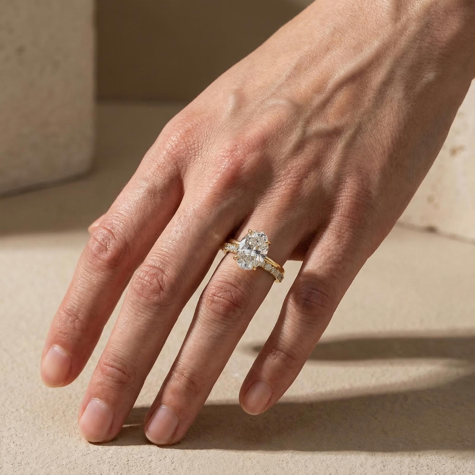Brass 2PC 4.5Ct Solitaire Oval Cut Engagement Ring with Open Band - Velirellajewelry