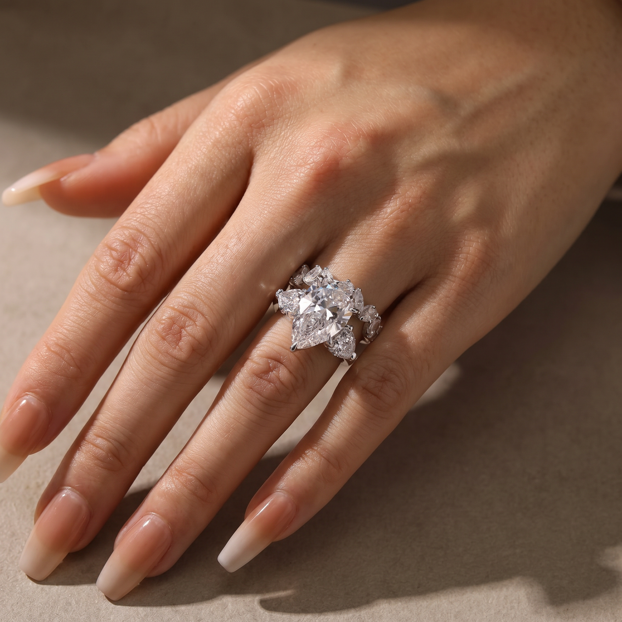 Luxury 8.0 Ct Pear Cut Three Stone Stackable Ring Set Anniversary Ring Gift For Women