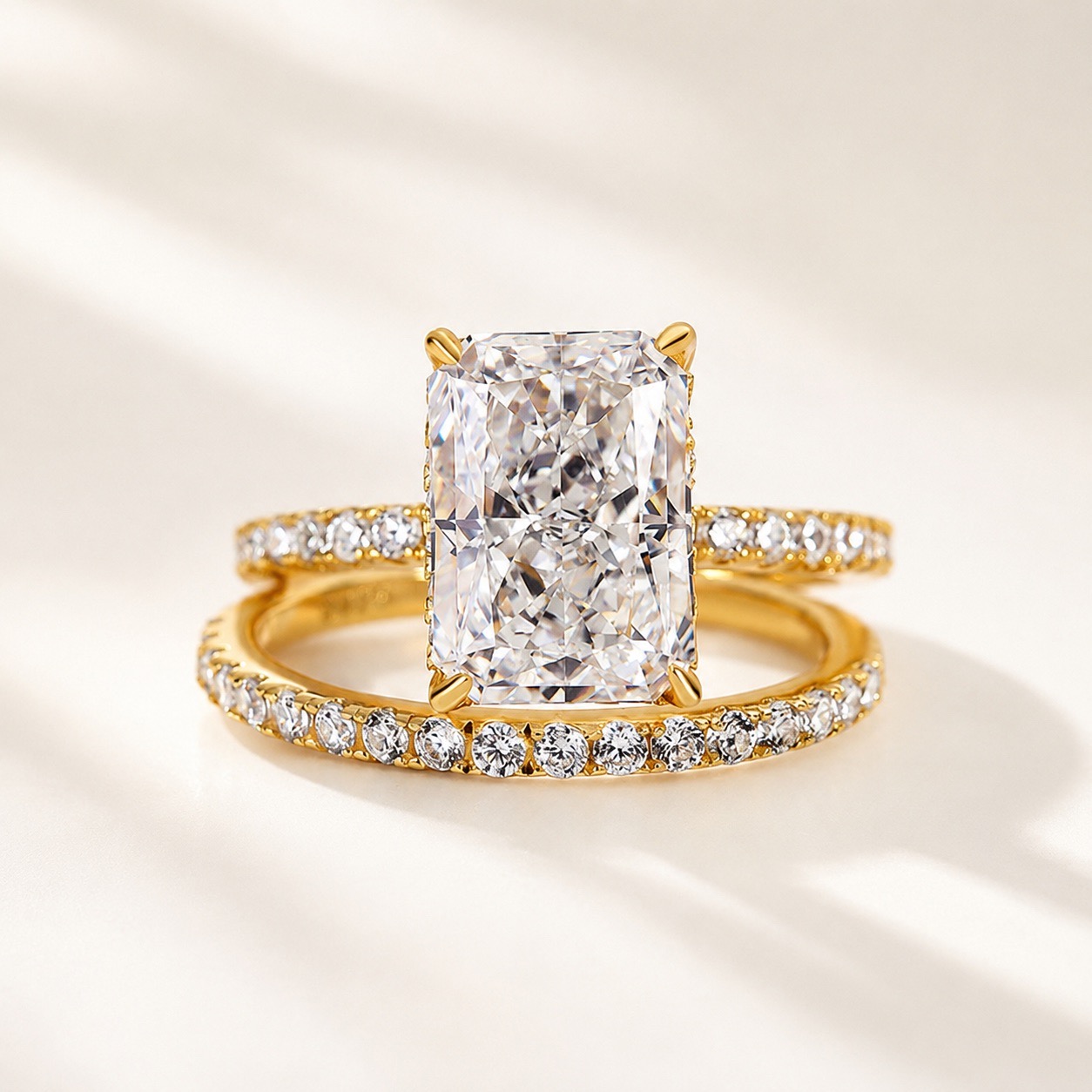 Classic 3.5 Carat Radiant Cut Stackable Ring Set Holiday Ring Gift For Women