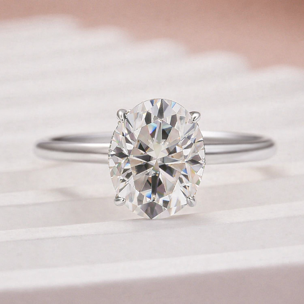 Velirella Moissanite Classic 2.0~5.5 Carat Oval Cut Engagement Ring - Velirellajewelry