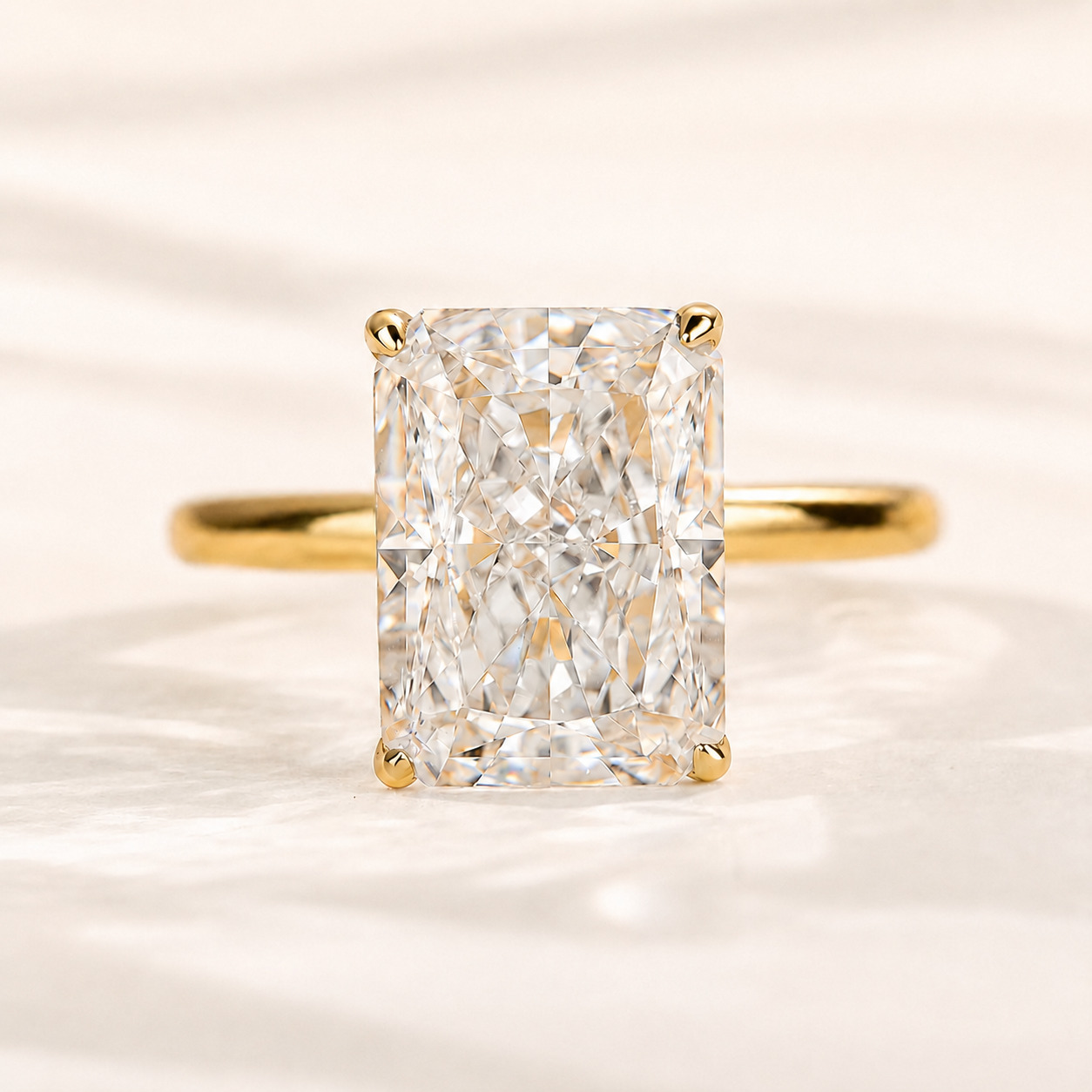 Classic 4.5 Carat Radiant Cut Simulated Diamond Travel Ring