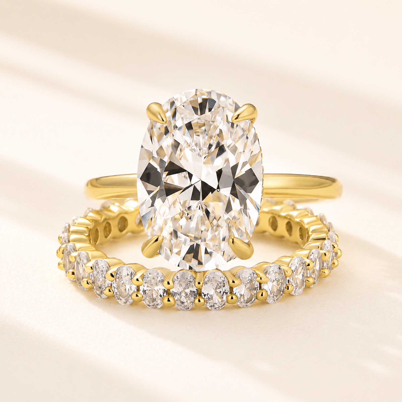 Luxury 4.5Ct Oval Cut 2PC Wedding Ring Set Date Rings Stackable Rings For Daily Wear