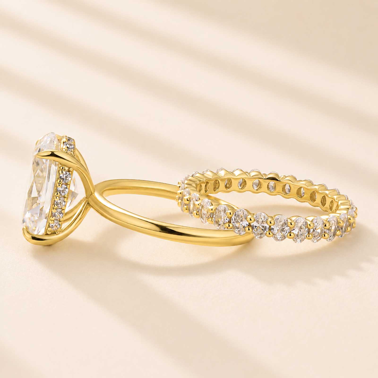 Luxury 4.5Ct Oval Cut 2PC Wedding Ring Set Date Rings Stackable Rings For Daily Wear