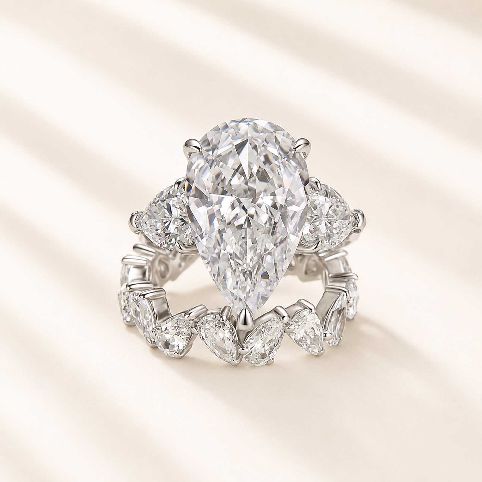 Luxury 8.0 Ct Pear Cut Three Stone Stackable Ring Set Anniversary Ring Gift For Women