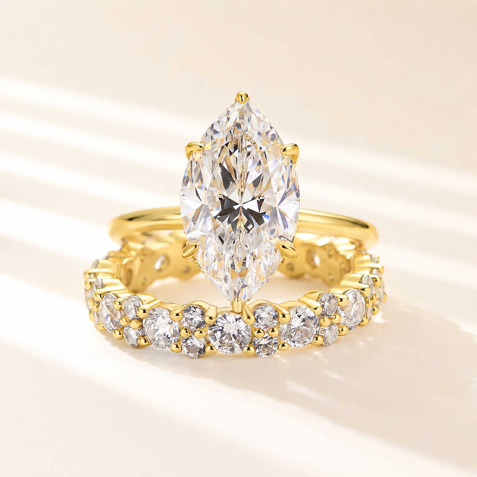 Affordable 3.0Ct Marquise Cut Bridal-Inspired Ring Sets Travel Ring Set For Everyday Wear