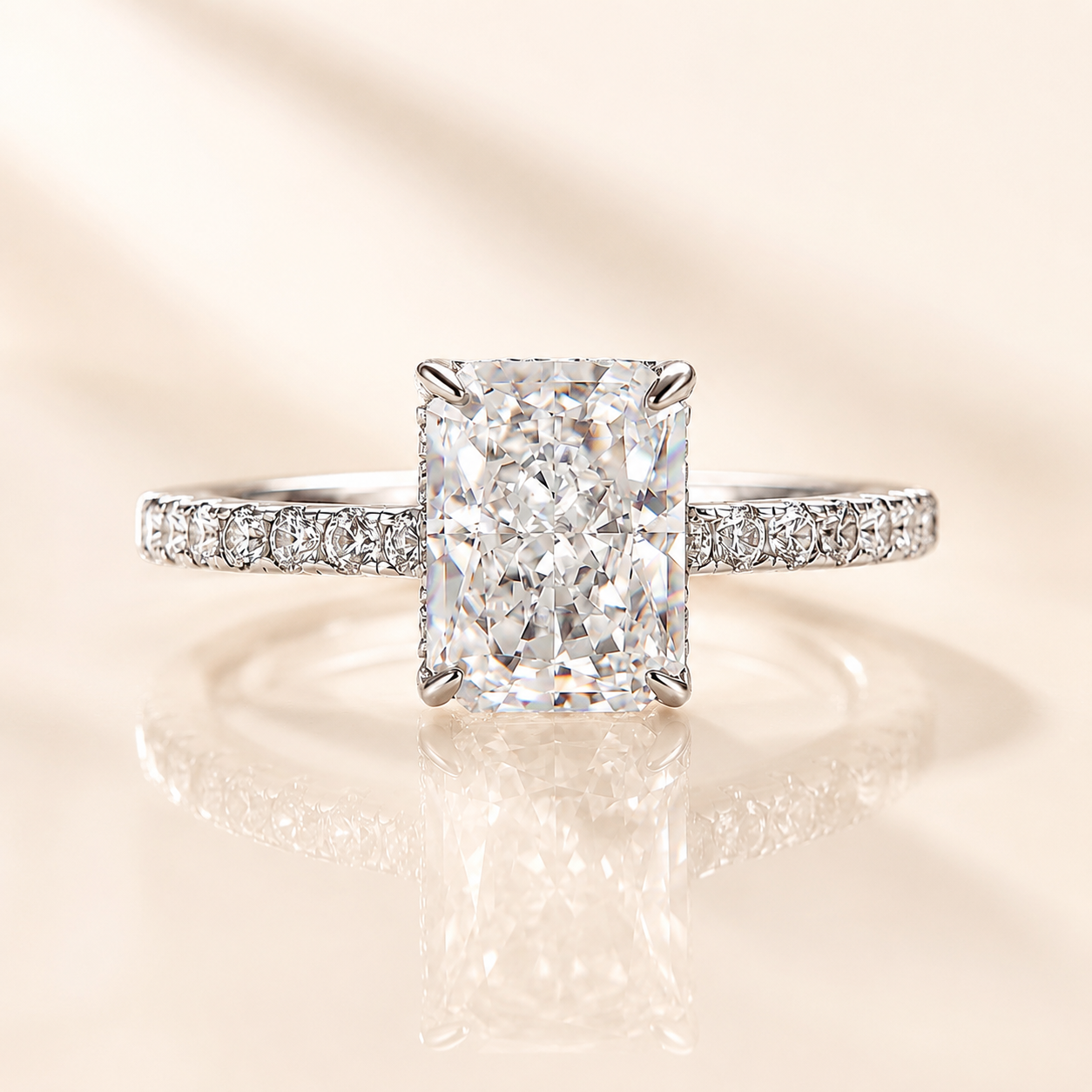 Classic Hidden Halo 2.0Ct Radiant Cut Travel Rings For Women