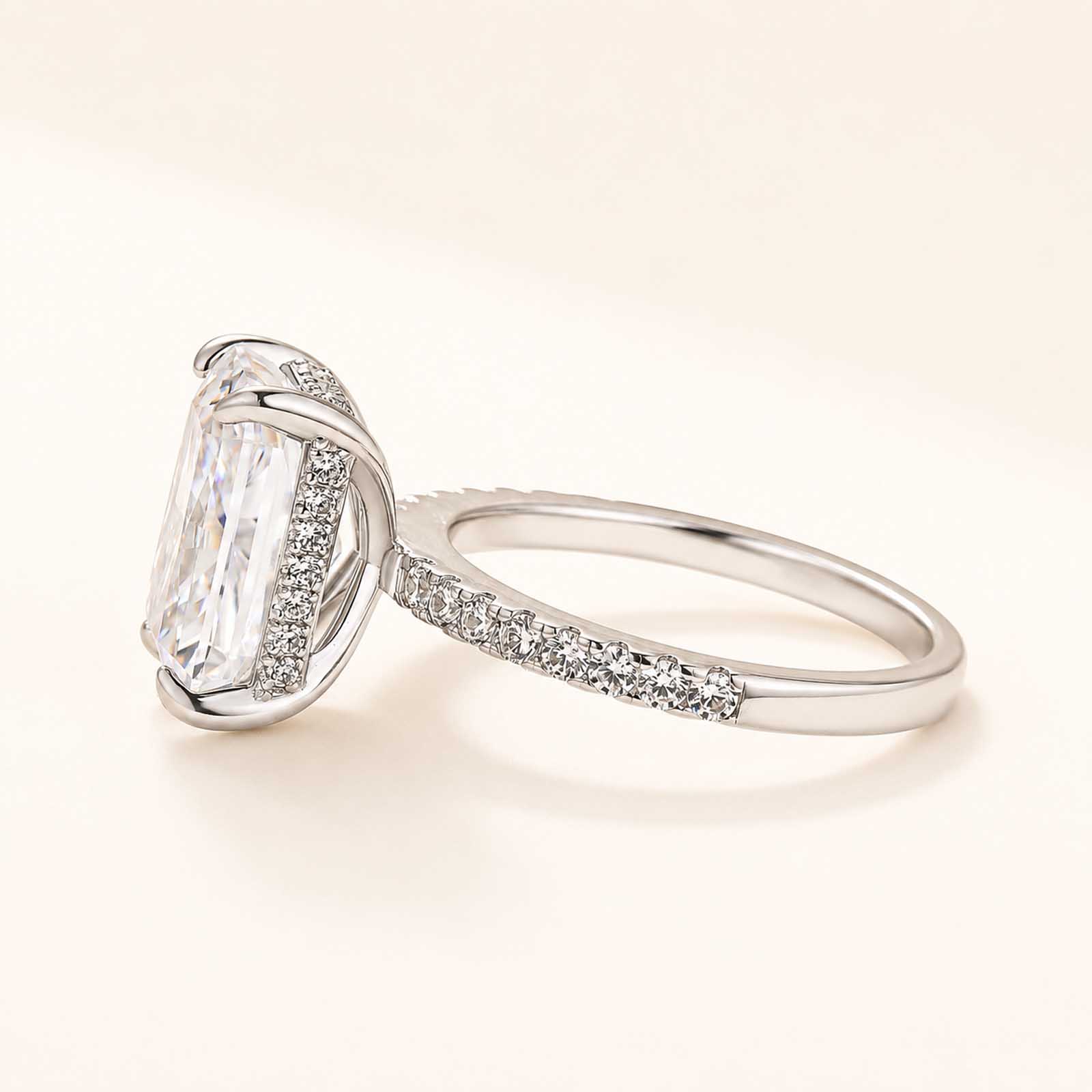  Half Eternity 4.0Ct Radiant Cut Promise Ring For Women