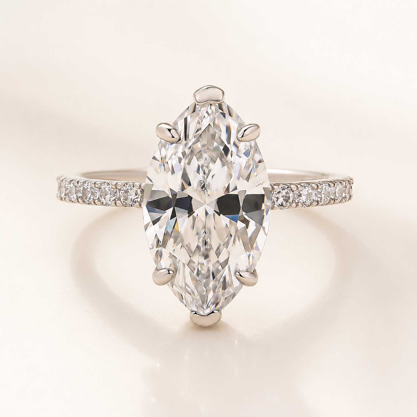3.5Ct Marquise Cut Simulated Diamond Half Eternity Ring with Round Side Stones