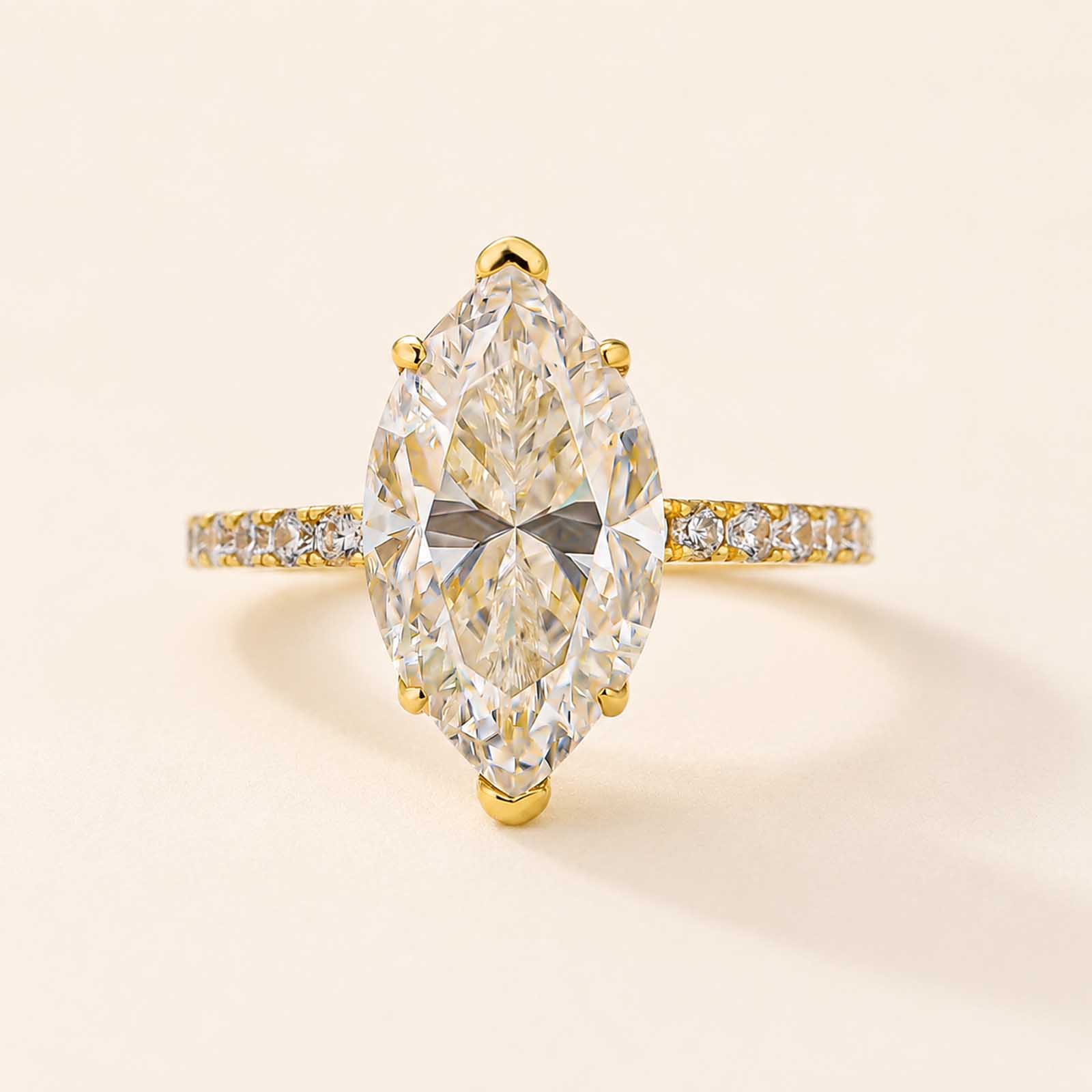  Luxury 4.0Ct Marquise Cut Moissanite Diamond Half Eternity Ring with Round Side Stones