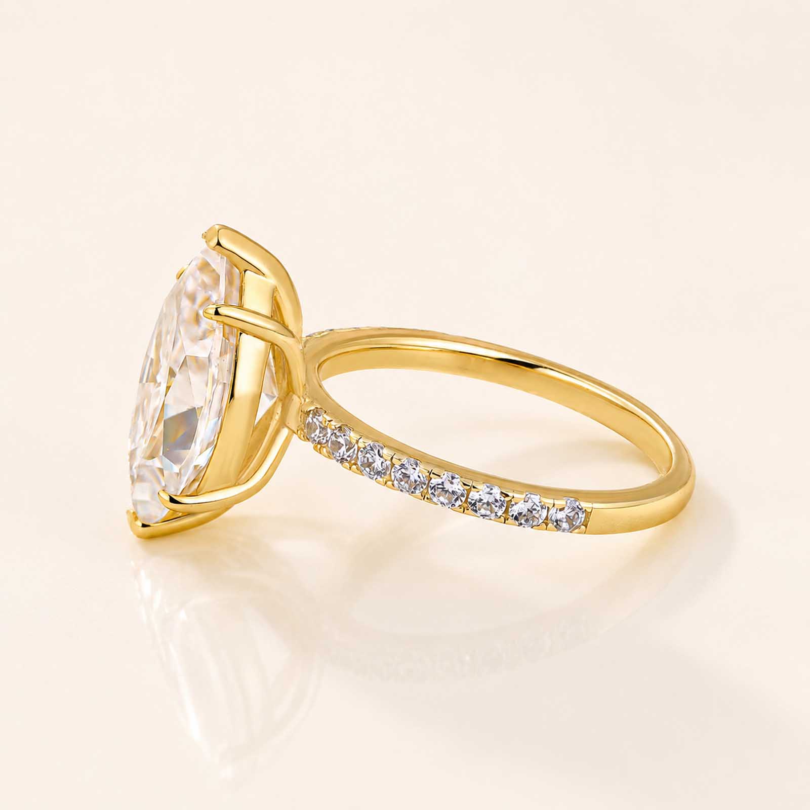  Luxury 4.0Ct Marquise Cut Moissanite Diamond Half Eternity Ring with Round Side Stones