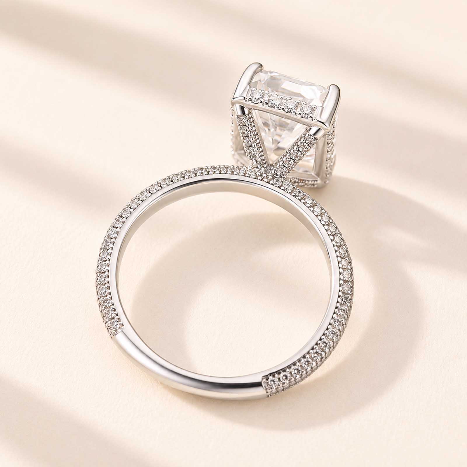 Classic Elongated 6.0Ct Radiant Cut Hidden Halo Rings