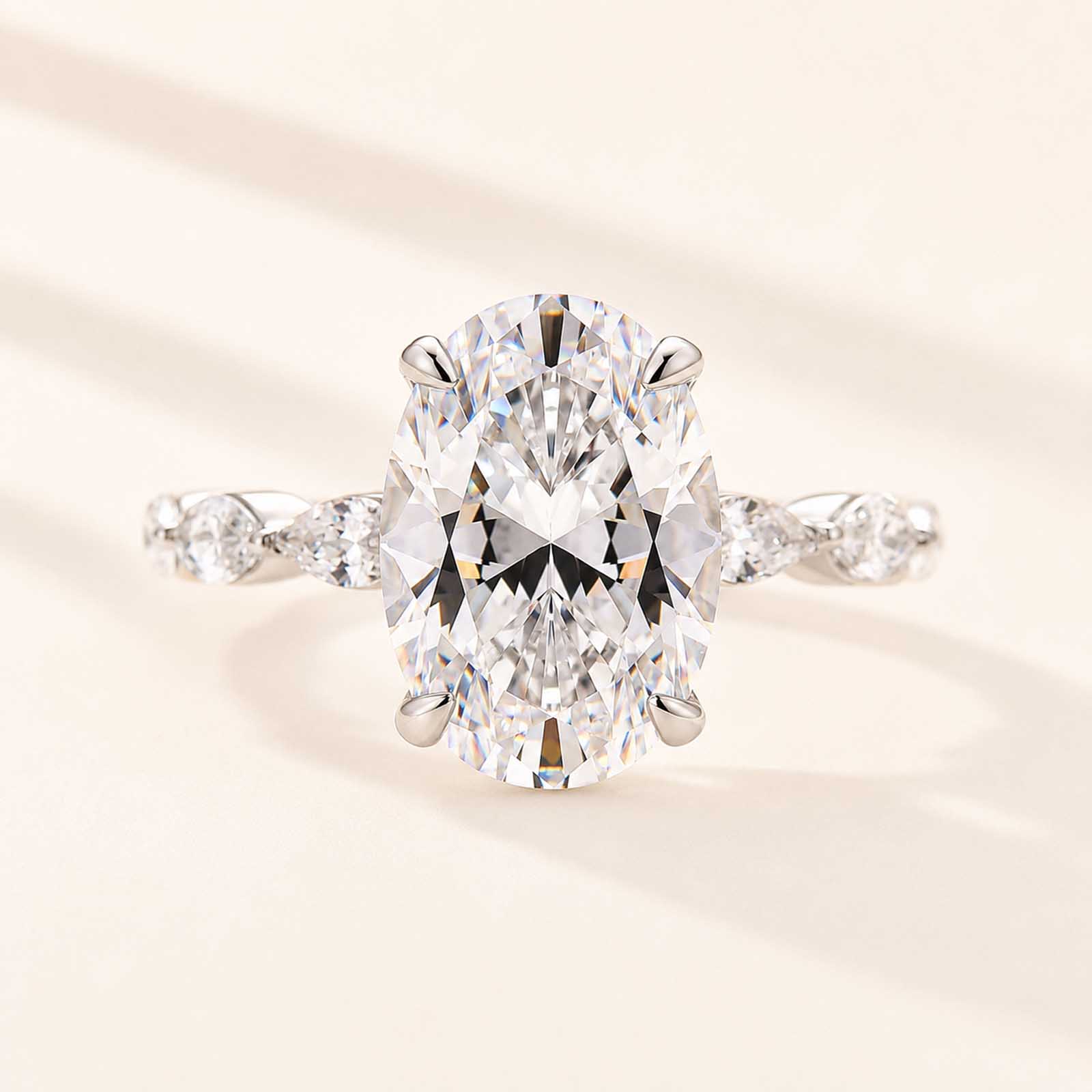 Pave 4.5Ct Oval Cut Simulate Diamond Promise Ring For Women