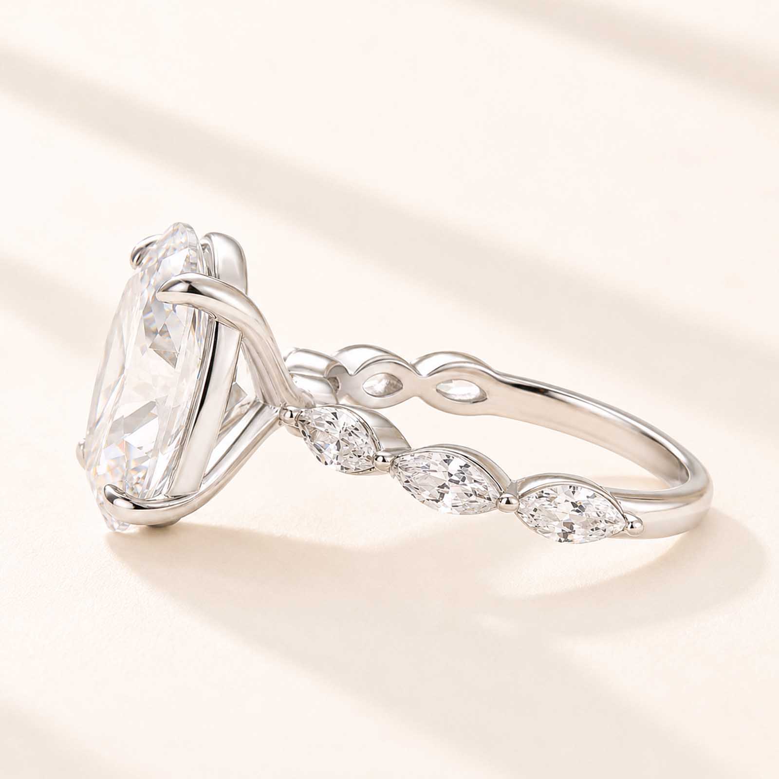 Pave 4.5Ct Oval Cut Simulate Diamond Promise Ring For Women