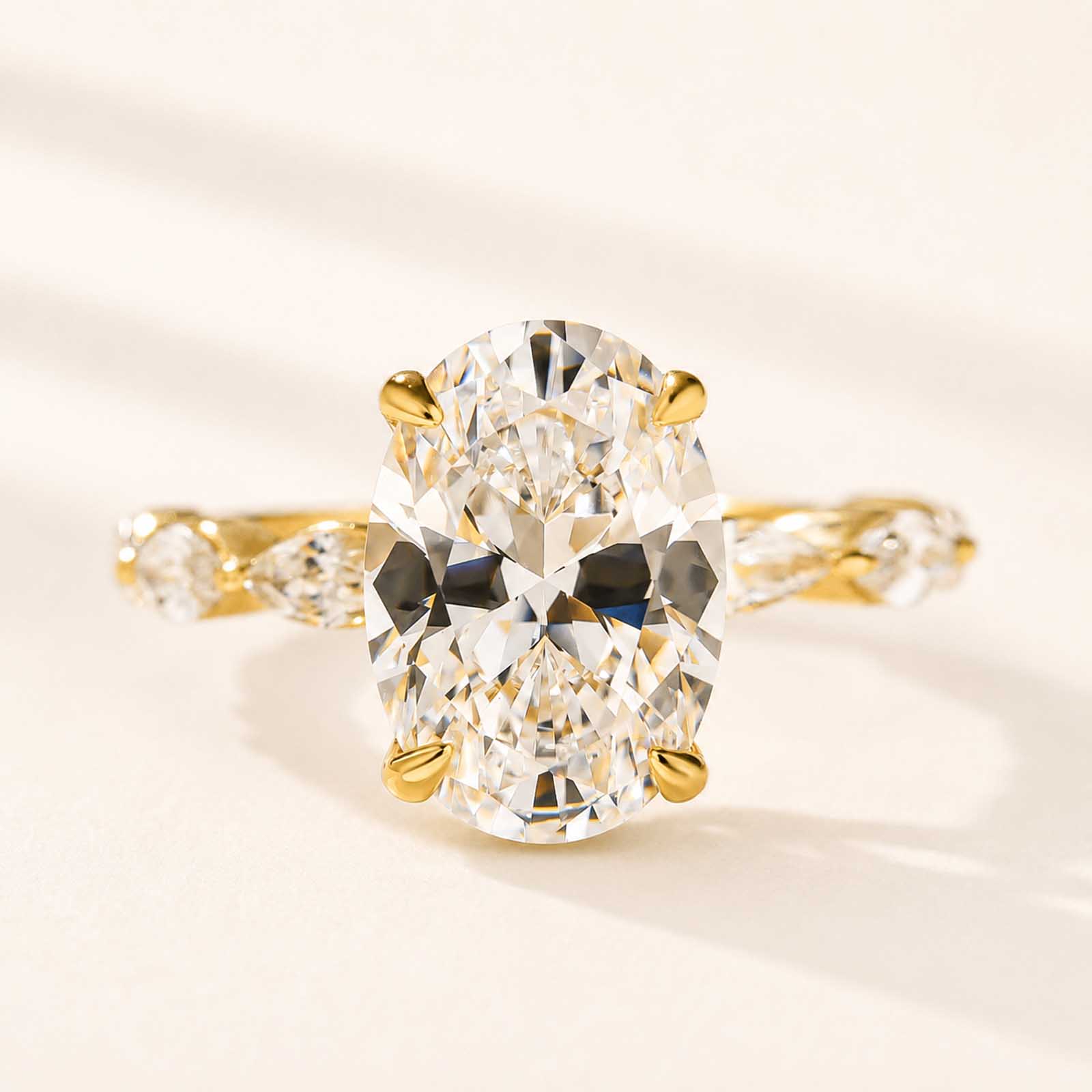 Pave 4.5Ct Oval Cut Simulate Diamond Promise Ring For Women