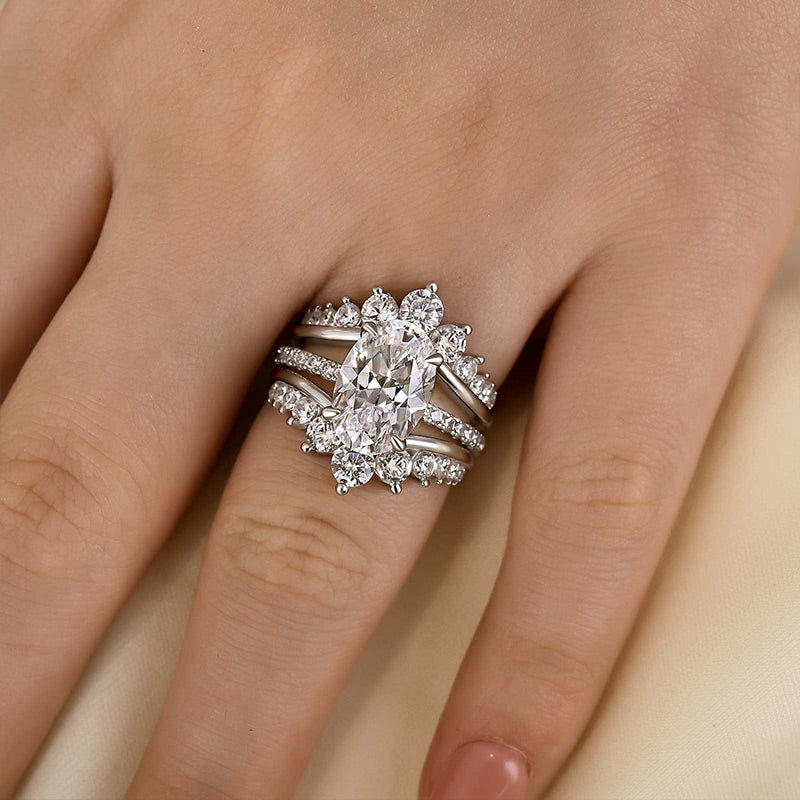 Velirella Exclusive Oval Cut Wedding Ring Set With Jacket Wedding Band - Velirellajewelry
