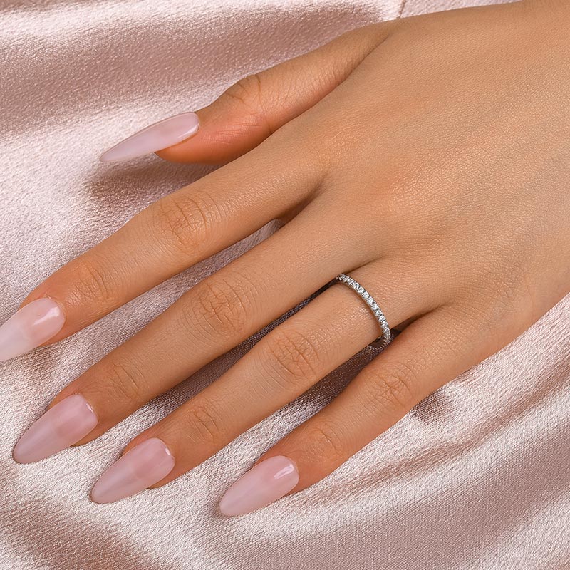 Velirella Moissanite 0.5 Ct Full Eternity Thin Wedding Band For Women - Velirellajewelry