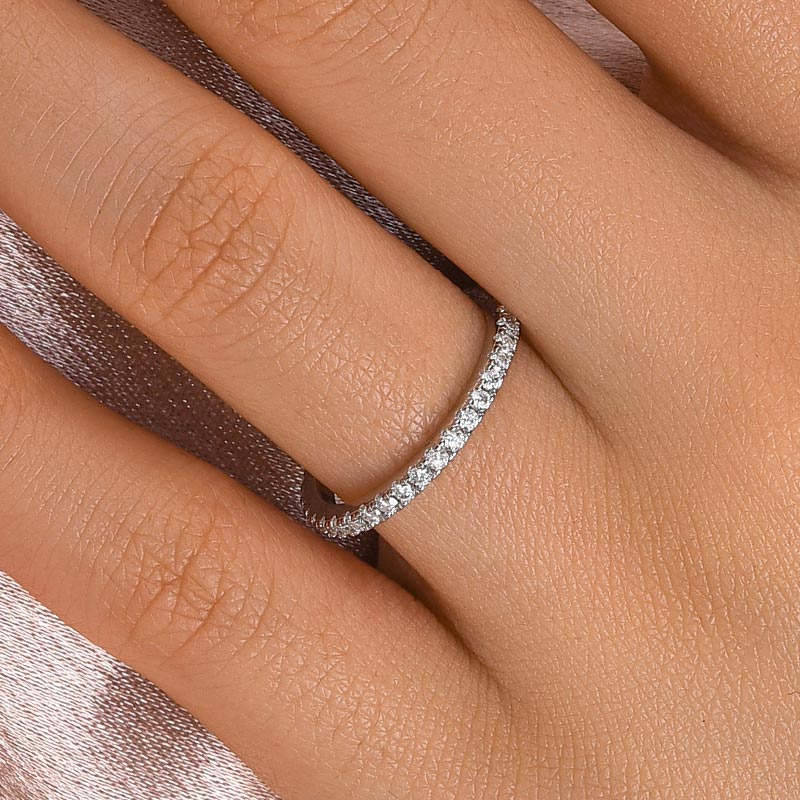 Velirella Moissanite 0.5 Ct Full Eternity Thin Wedding Band For Women - Velirellajewelry