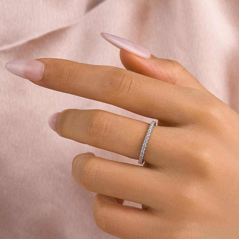 Velirella Moissanite 0.5 Ct Full Eternity Thin Wedding Band For Women - Velirellajewelry