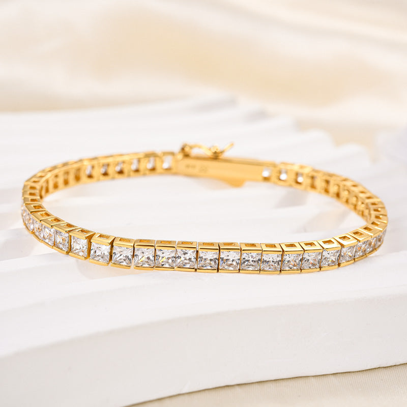 Romantic Simple White Stone Radiant Cut Bracelet for Women - Velirellajewelry
