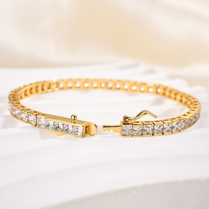 Romantic Simple White Stone Radiant Cut Bracelet for Women - Velirellajewelry