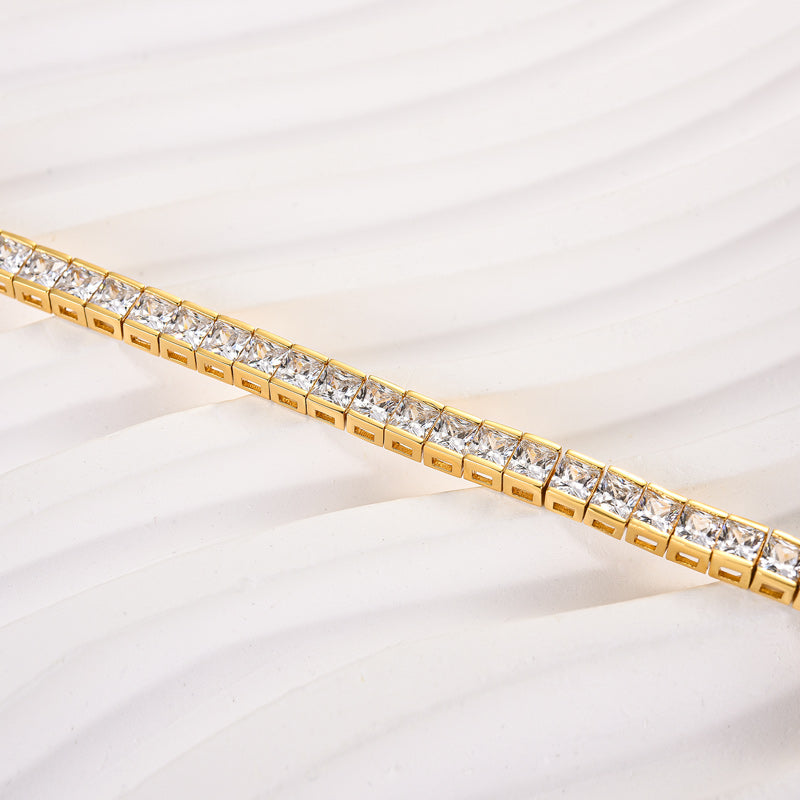 Romantic Simple White Stone Radiant Cut Bracelet for Women - Velirellajewelry