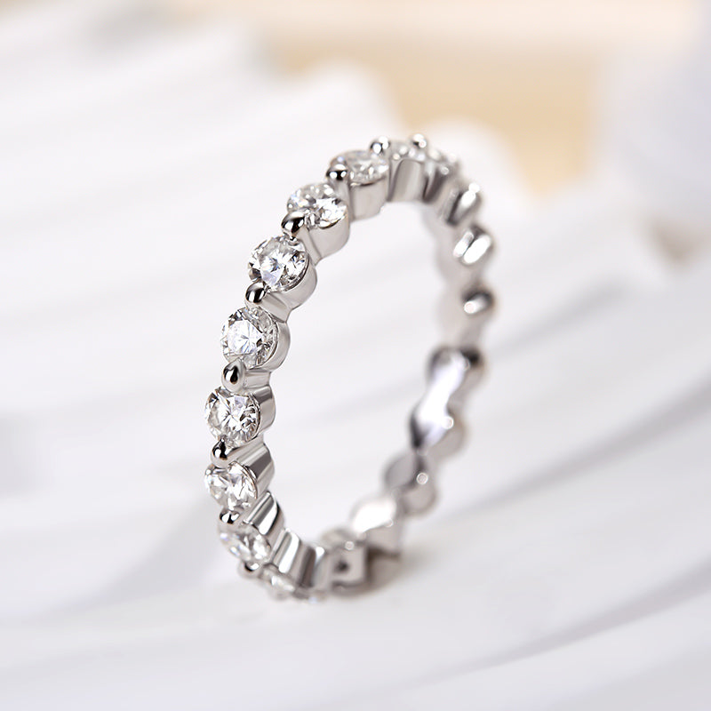 Velirella Moissanite Eternity Round Cut Wedding Band - Velirellajewelry