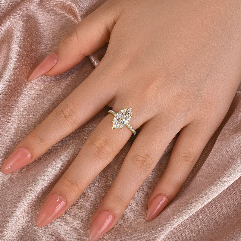 Velirella Moissanite 4.0 Ct Marquise Cut Engagement Ring For Women - Velirellajewelry