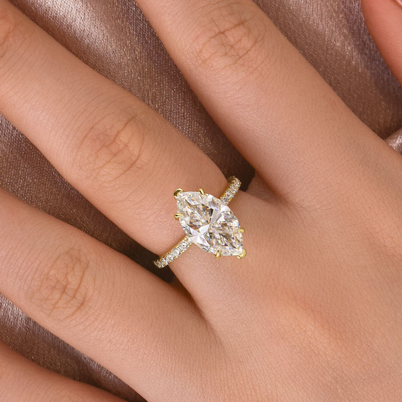Velirella Moissanite 4.0 Ct Marquise Cut Engagement Ring For Women - Velirellajewelry