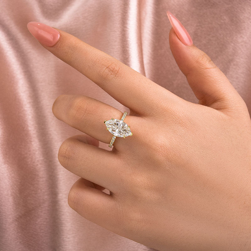 Velirella Moissanite 4.0 Ct Marquise Cut Engagement Ring For Women - Velirellajewelry