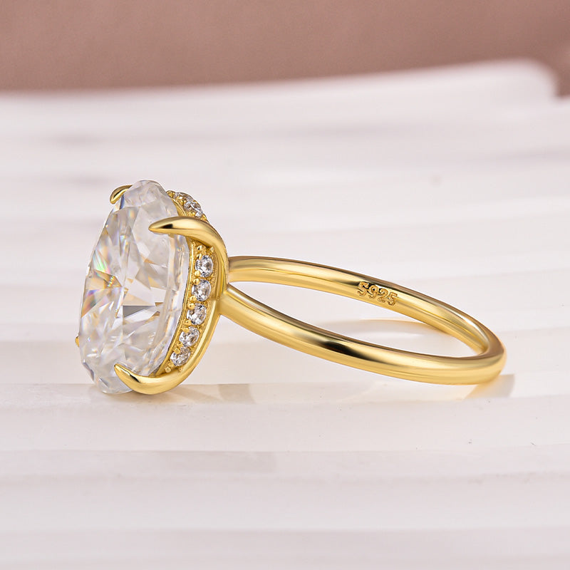 Moissanite Solitaire 5.50 Ct Oval Cut White Gold Promise Ring For Women - Velirellajewelry