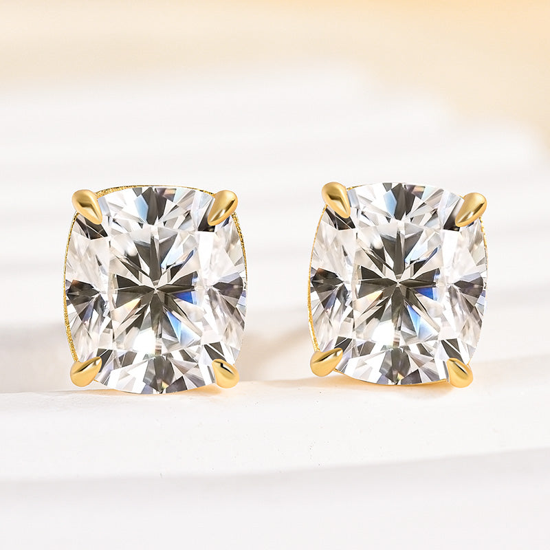 2.0Ct Classic Cushion Cut Women's Stud Earrings In Brass - Velirellajewelry