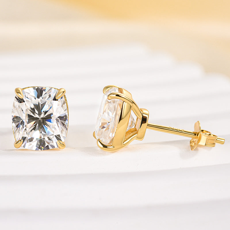 2.0Ct Classic Cushion Cut Women's Stud Earrings In Brass - Velirellajewelry