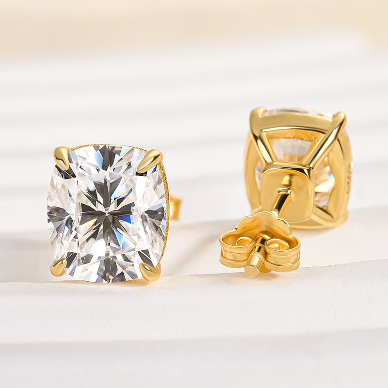 2.0Ct Classic Cushion Cut Women's Stud Earrings In Brass - Velirellajewelry