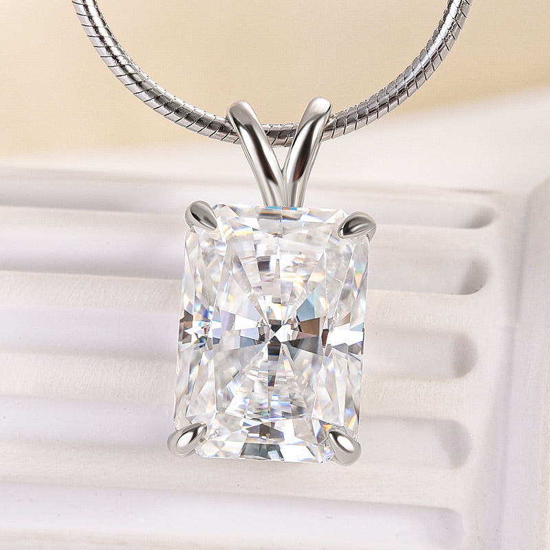 Velirella Moissanite 4.5 CT Radiant Cut Pendant Necklace - Velirellajewelry
