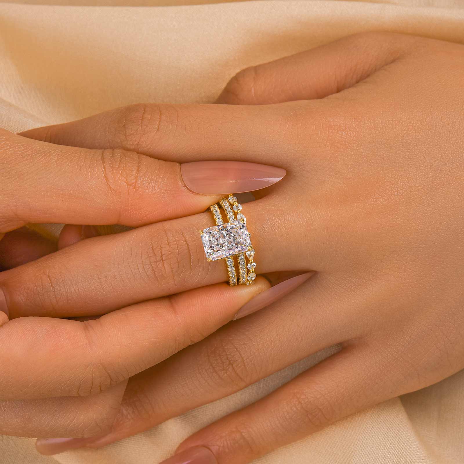 Velirella Noble 3.5Ct Radiant Cut 3PC Wedding Ring Set - Velirellajewelry
