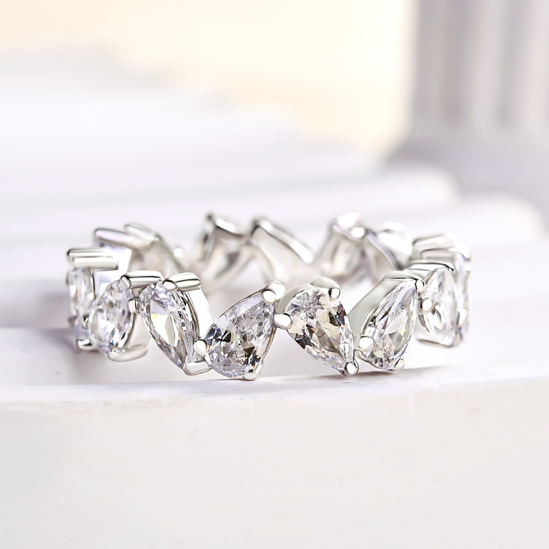 4.0Ct Unique Full Eternity Pear Cut Women's Everday Bands