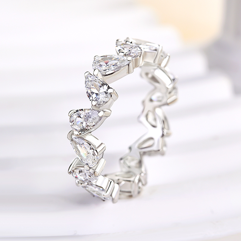 4.0Ct Unique Full Eternity Pear Cut Women's Everday Bands